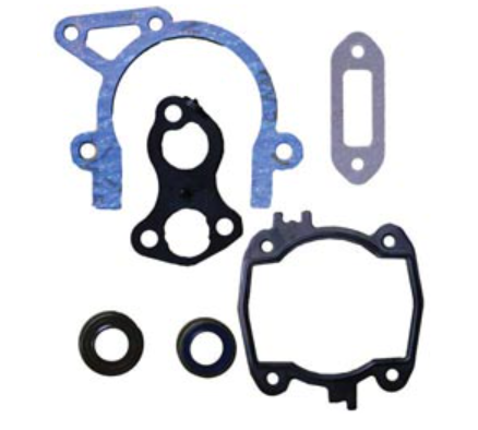 Set of gaskets and seals on a white background
