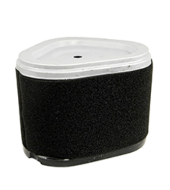 Black air filter with white top on a white background