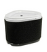 Black air filter with white top on a white background